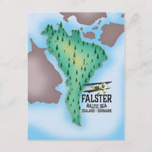 Cartão Postal Poster de viagens da Ilha Falster na Dinamarca.