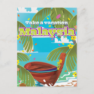 Cartão Postal Poster de viagens da Malásia.