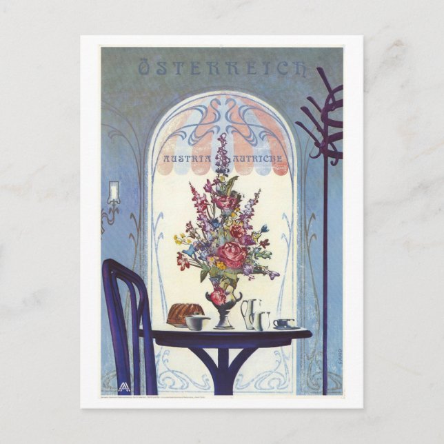 Cartão Postal Poster de viagens de Café da Áustria (Frente)