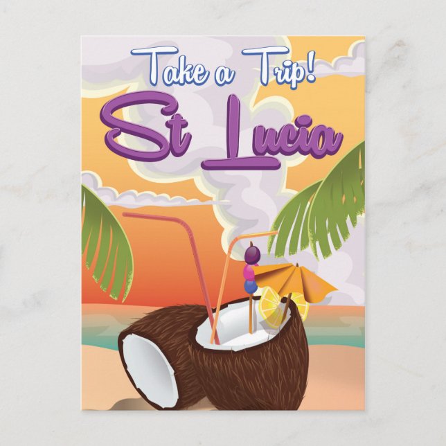 Cartão Postal poster de viagens de Cartoon da rua Lucia. (Frente)