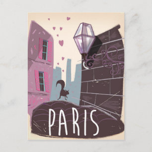 Cartão Postal Poster de viagens de Cat Vintage em Paris.