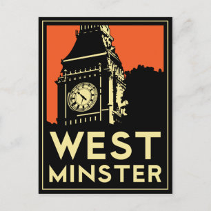 Cartão Postal poster de viagens de deco retro art do westminster