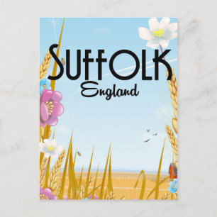 Cartão Postal Poster de viagens de desenho animado da Suffolk En