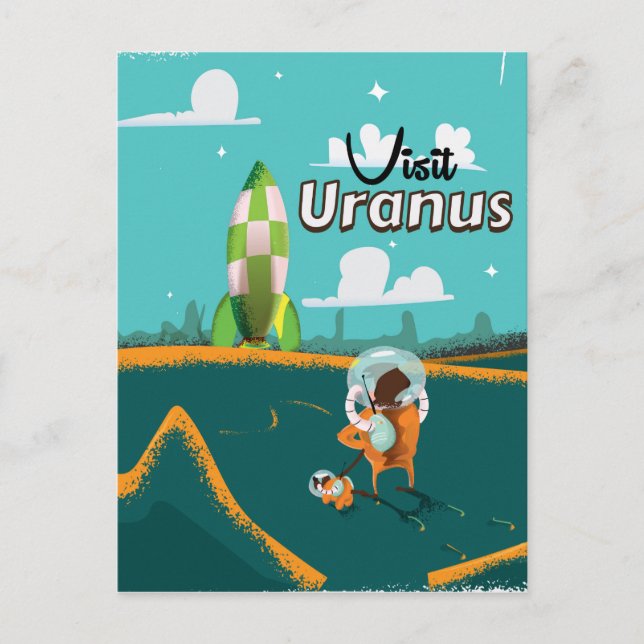 Cartão Postal Poster de viagens de desenho animado do Urano Vint (Frente)