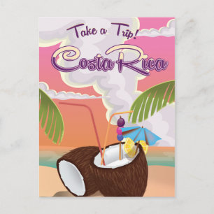 Cartão Postal poster de viagens de desenho da costa Rica.