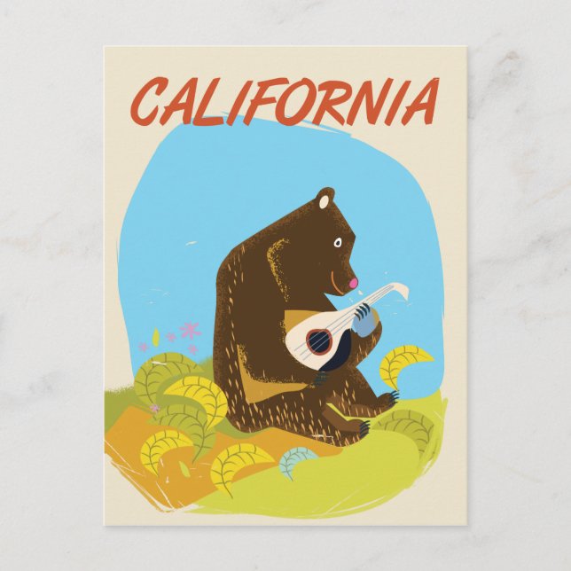 Cartão Postal Poster de viagens de desenhos animados do Californ (Frente)