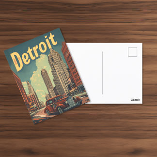 Cartão Postal Poster de viagens de Detroit Michigan
