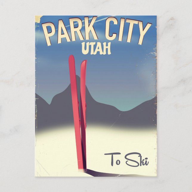 Cartão Postal Poster de viagens de esqui de Utah park (Frente)