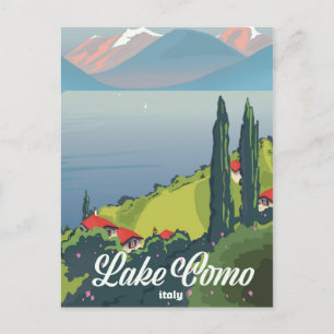 Cartão Postal Poster de viagens de estilo de vintage do Lago Com