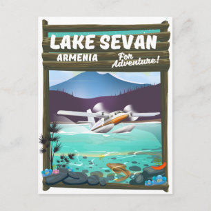 Cartão Postal Poster de viagens de estilo vintage do Lago Sevan