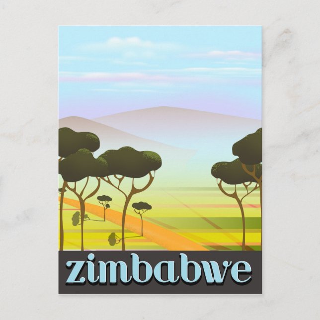 Cartão Postal Poster de viagens de férias do Zimbábue (Frente)