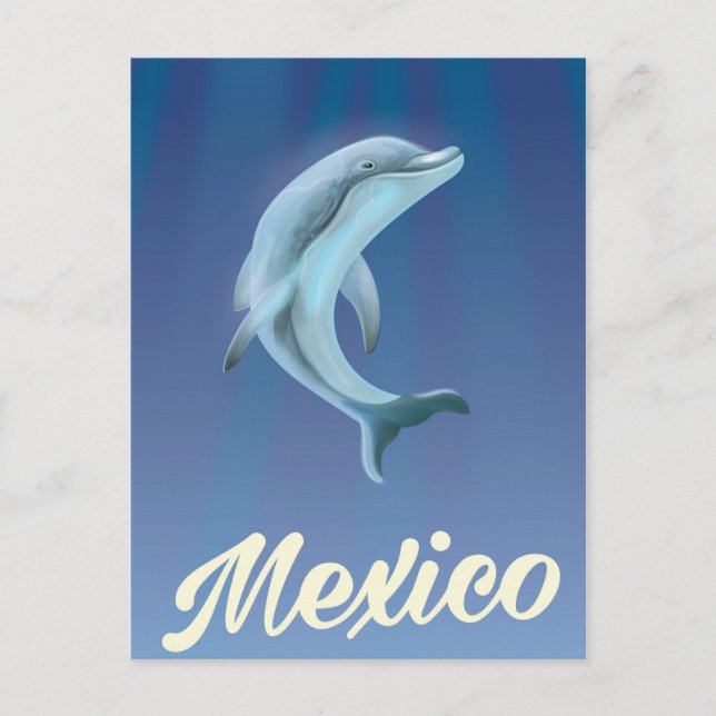 Cartão Postal Poster de viagens de golfinhos do México (Frente)