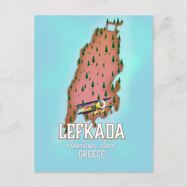 Cartão Postal Poster de viagens de Grécia Lefkada. (Frente)