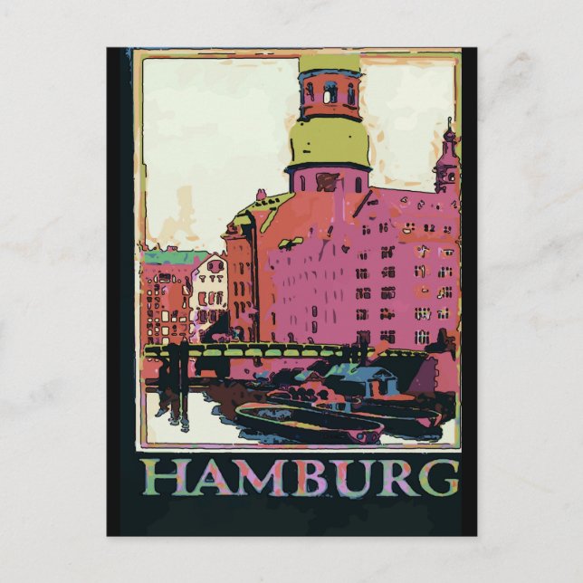 Cartão Postal Poster de viagens de Hamburgo (Frente)