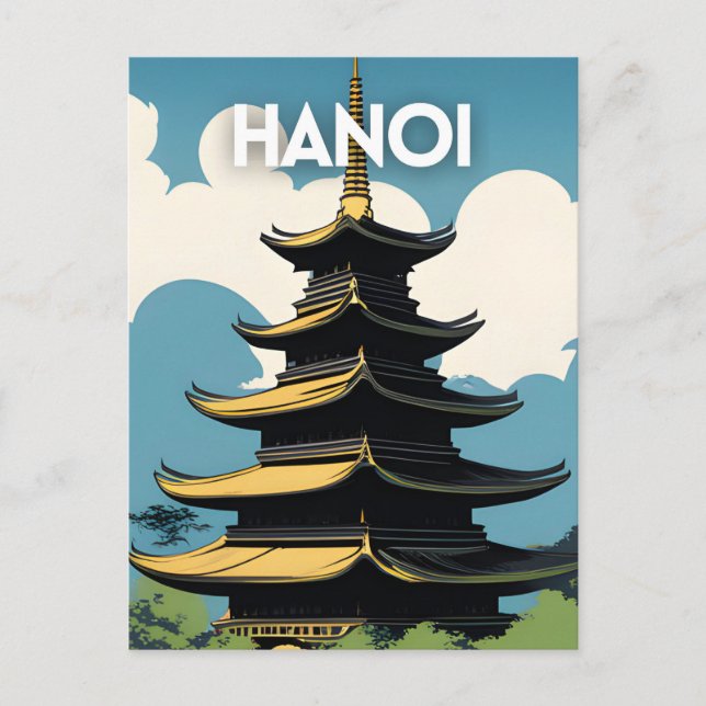 Cartão Postal Poster de viagens de Hanói Vietnã (Frente)