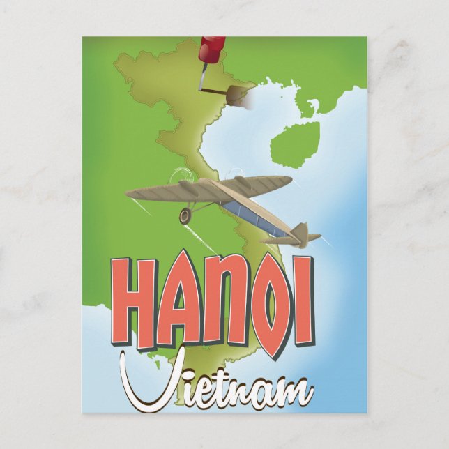 Cartão Postal Poster de viagens de Hanói Vietnã (Frente)
