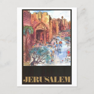 Cartão Postal Poster de viagens de Jerusalém Vintage