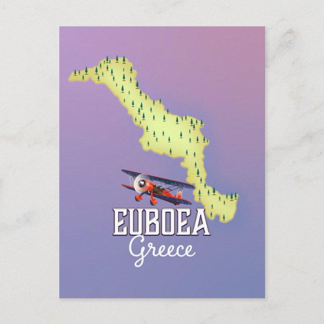 Cartão Postal Poster de viagens de Mapa de Grécia Euboea (Frente)