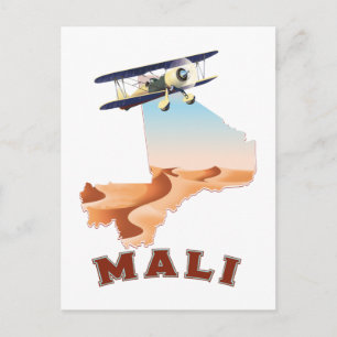 Cartão Postal Poster de viagens de Mapa Vintage Mali