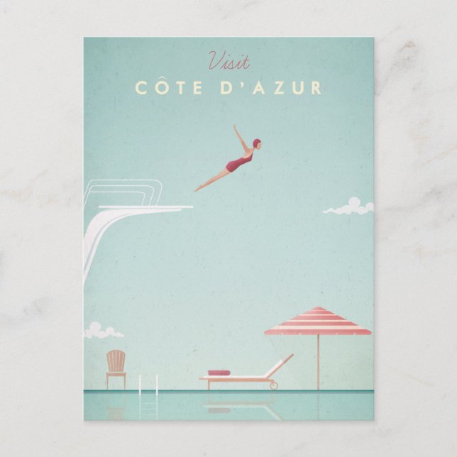 Cartão Postal Poster de viagens de mergulho na Costa do Azur - A (Frente)