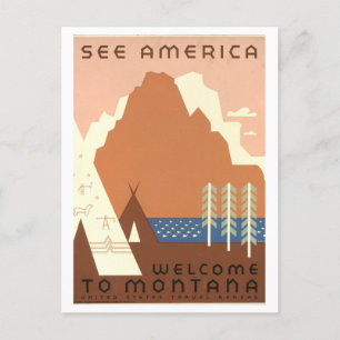 Cartão Postal Poster de viagens de Montana "See America"