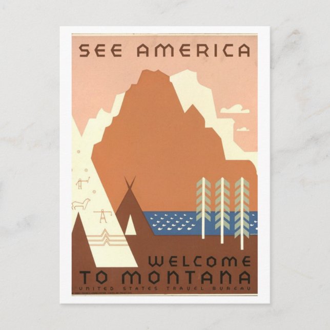 Cartão Postal Poster de viagens de Montana "See America" (Frente)