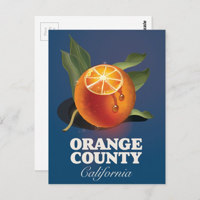 Cartão Postal Poster de viagens de Orange County California. (Frente/Verso)