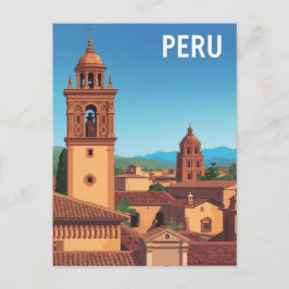 Cartão Postal Poster de viagens de paisagem urbana do Peru