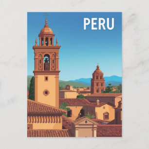 Cartão Postal Poster de viagens de paisagem urbana do Peru