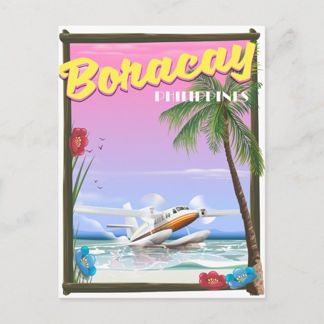 Cartão Postal Poster de viagens de praia de Boracay Filipinas (Frente)