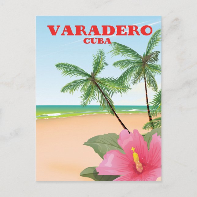 Cartão Postal Poster de viagens de praia de Varadero Cubano (Frente)