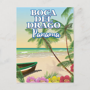 Cartão Postal Poster de viagens de praia do Panamá Boca del Dra