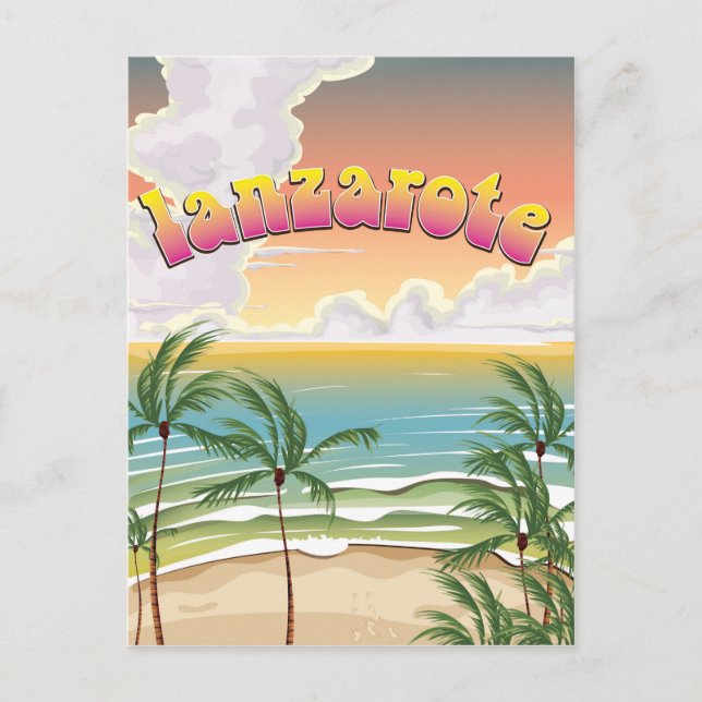 Cartão Postal Poster de viagens de praia Lanzarote (Frente)