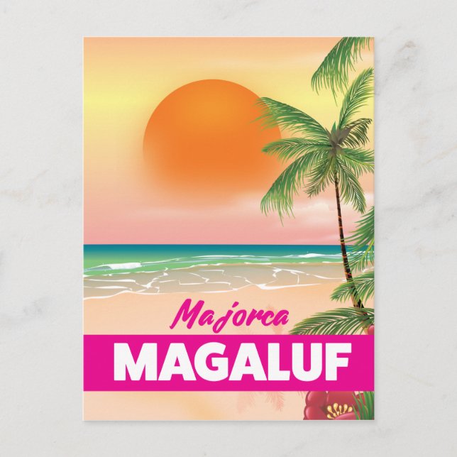 Cartão Postal Poster de viagens de praia Magaluf Majorca (Frente)