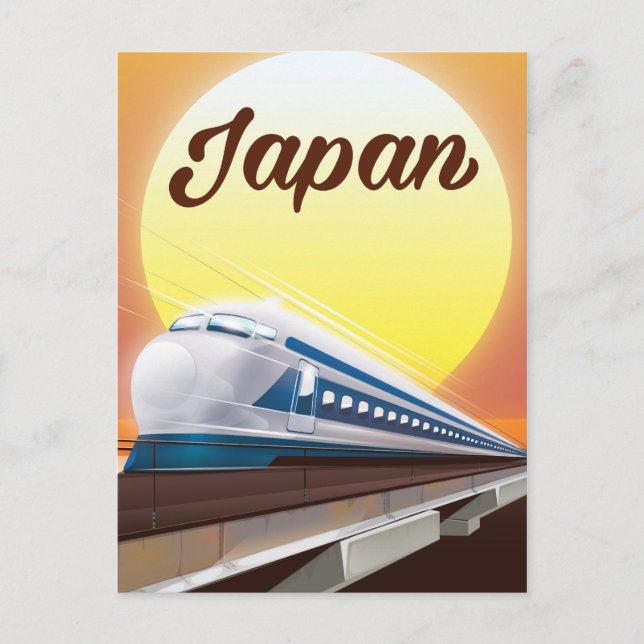 Cartão Postal Poster de viagens de Trem de Bullet no Japão (Frente)