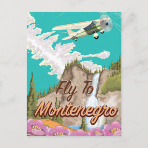 Cartão Postal Poster de viagens de voo da rota Montenegro