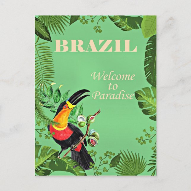 Cartão Postal Poster de viagens do Brasil, tucano, (Frente)