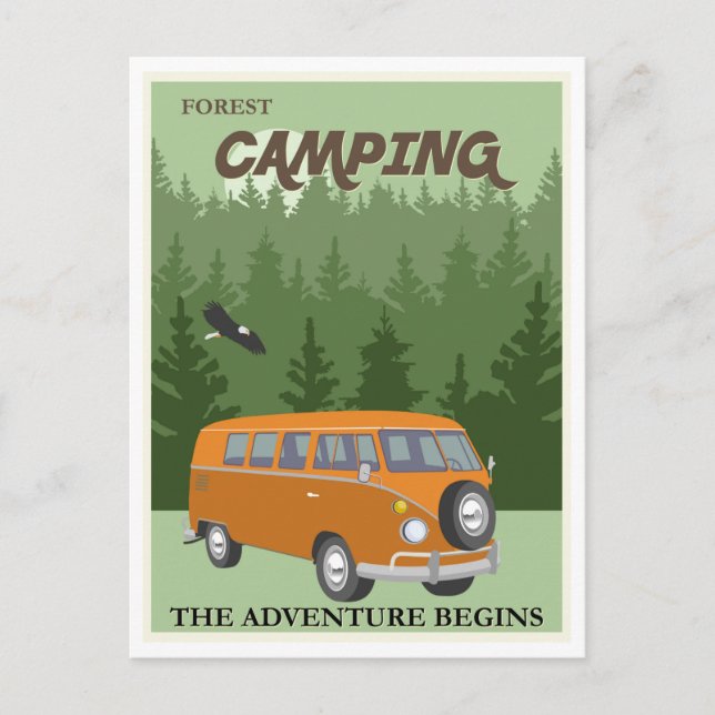 Cartão Postal Poster de viagens do Camper Van Camper da Floresta (Frente)
