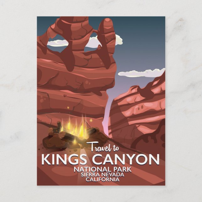 Cartão Postal Poster de viagens do Kings Canyon Sierra Nevada (Frente)