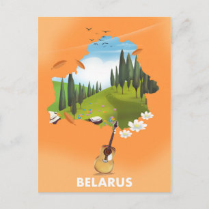 Cartão Postal Poster de viagens do Mapa da Bielorrússia.