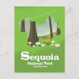 Cartão Postal Poster de viagens do mapa do Parque Nacional Sequo