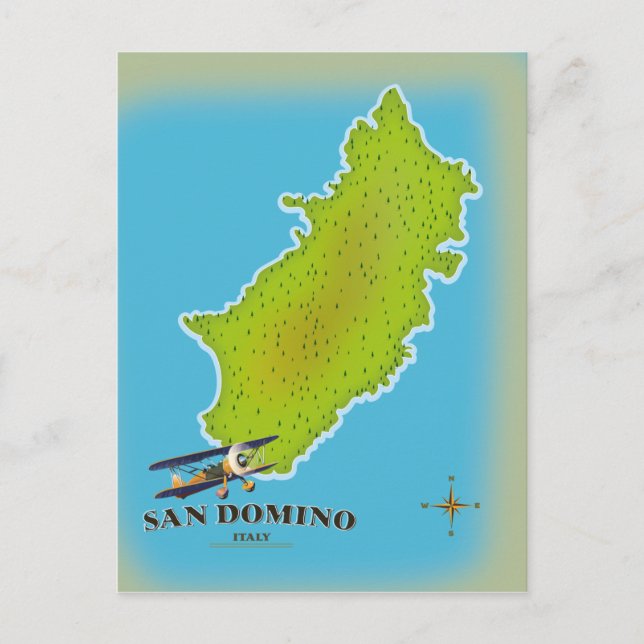 Cartão Postal Poster de viagens do mapa Elba Itália (Frente)