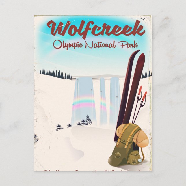 Cartão Postal Poster de viagens do Parque Nacional da Olimpiadas (Frente)