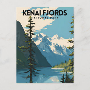 Cartão Postal Poster de viagens do Parque Nacional do Kenai Fjor