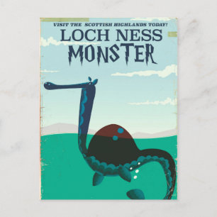 Cartão Postal Poster de viagens engraçado Loch Ness Monster