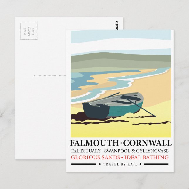 Cartão Postal Poster de viagens Falmouth Cornwall (Frente/Verso)