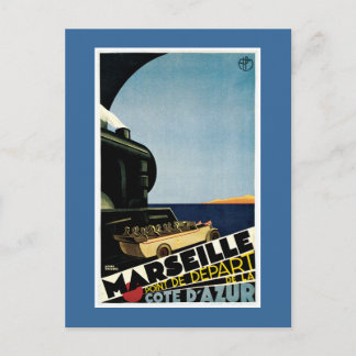 Cartão Postal Poster de viagens francês Marselha Vintage