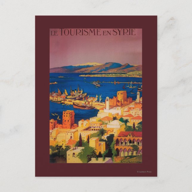 Cartão Postal Poster de viagens francês, passeando na Síria (Frente)
