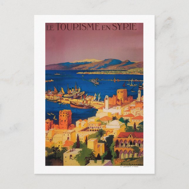 Cartão Postal Poster de viagens francês, passeando na Síria (Frente)
