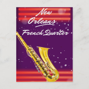 Cartão Postal Poster de viagens Francês Trimestre Saxofone de N